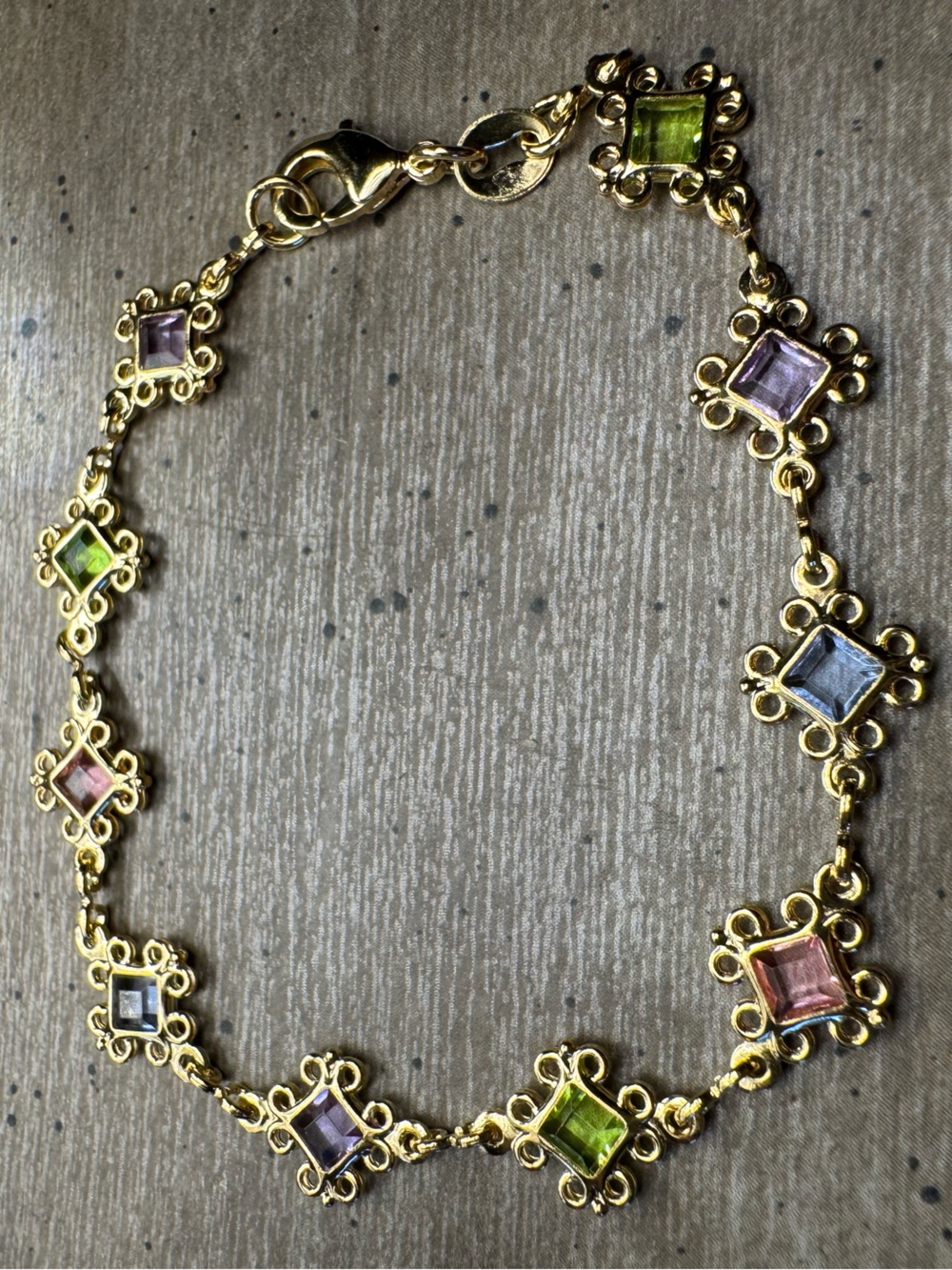 Gold-Tone Multicolor Link Bracelet